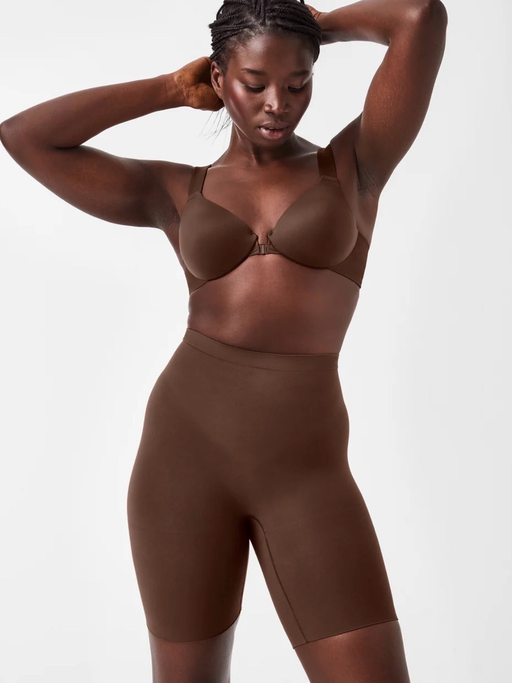 Spanx Seamless Power Mid-Thigh Shaping Short Chestnut Brown Size Medium